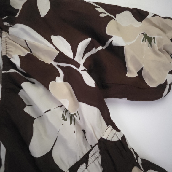 Loft Floral Brown and Cream Dress Small Petite Maxi - Picture 5 of 11
